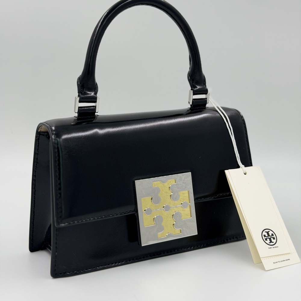 Tory Burch Bon Bon Spazzolato Mini Top-Handle - Black - NWT & Dustbag